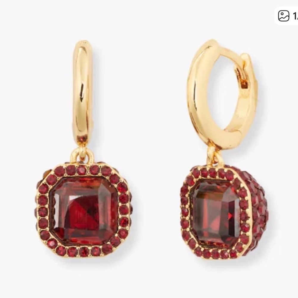 New Kate spade New York brilliant statement pave drop earrings ruby
